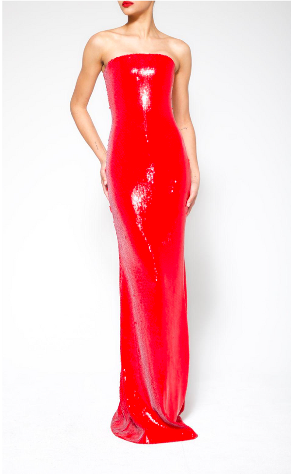 sergio hudson STRAPLESS SEQUIN COLUMN GOWN