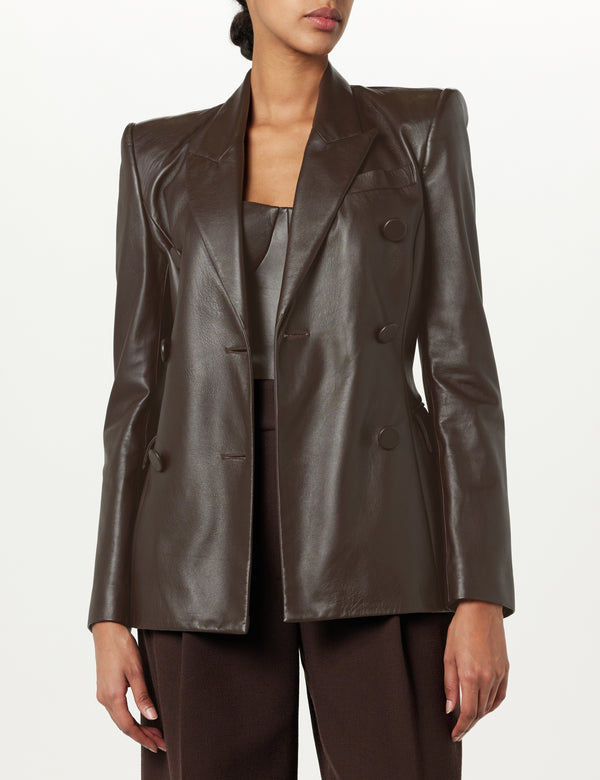 Sergio Hudson Tailored Leather Blazer