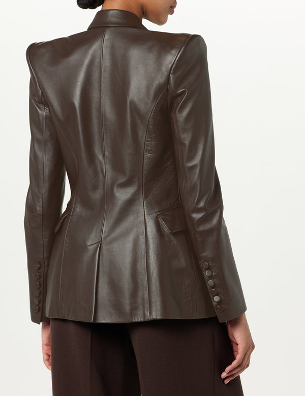 Sergio Hudson Tailored Leather Blazer