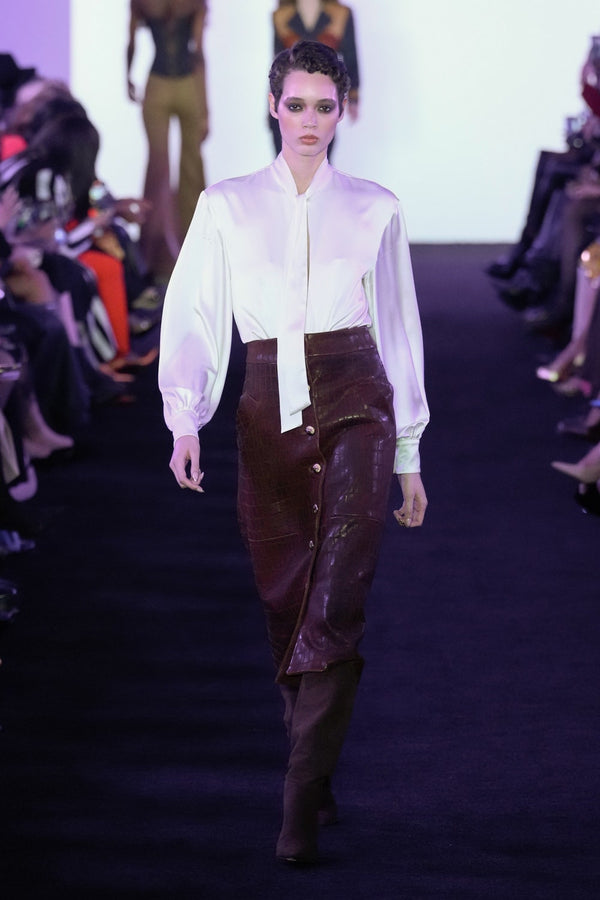 Sergio Hudson Tie Front Slit Bodysuit