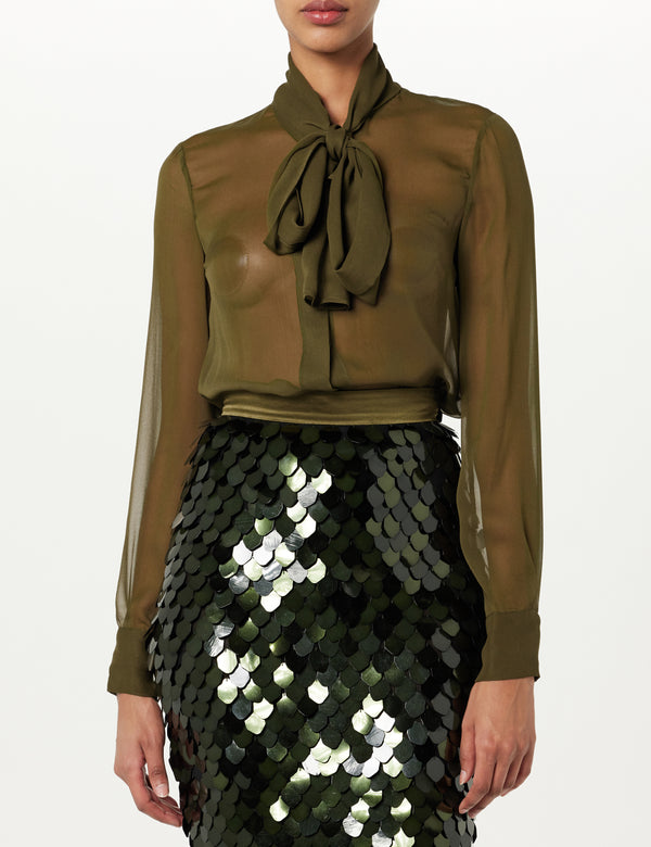 Sergio Hudson Tie Neck Blouse