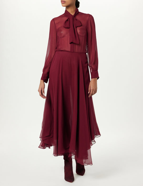 Sergio Hudson Tie-Neck Midi Dress