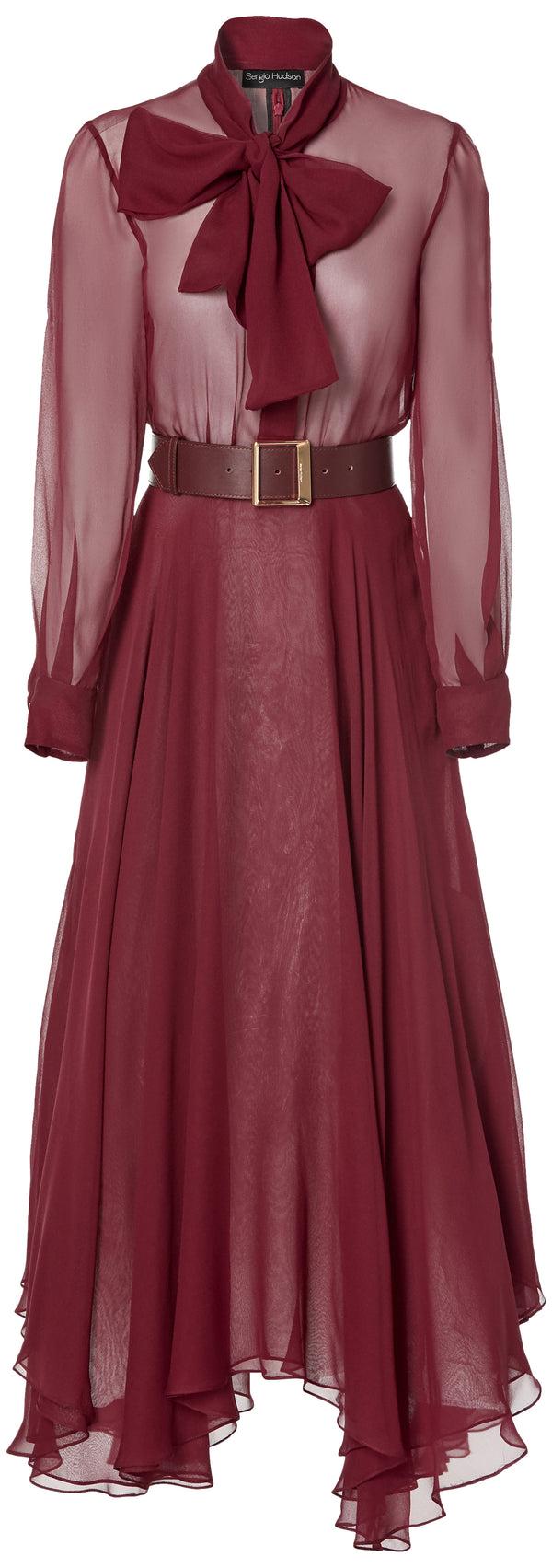 sergio hudson Tie-Neck Midi Dress