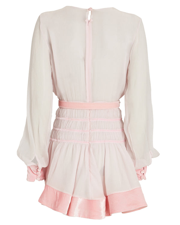 Sergio Hudson Tiered Mini Dress W/ Velvet Trim