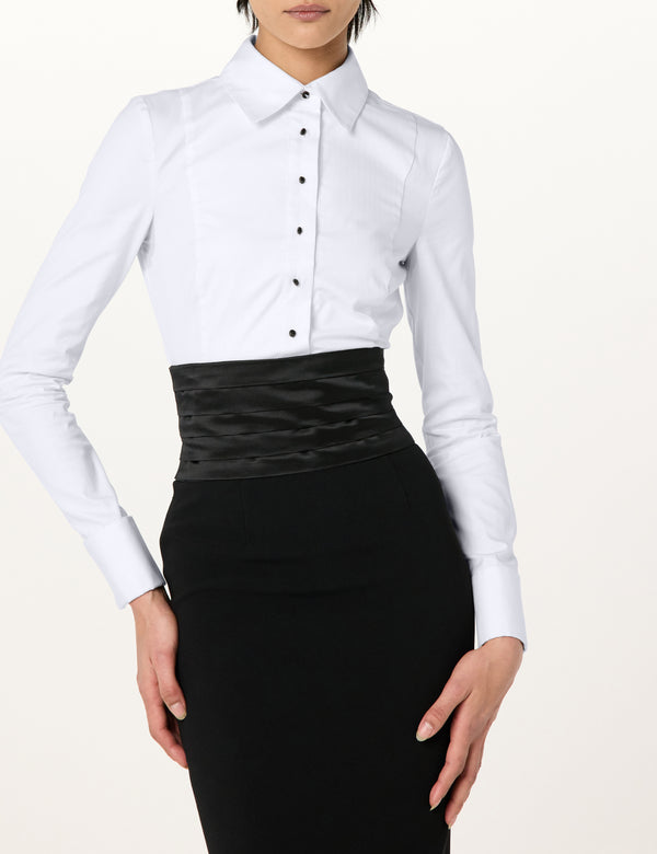 Sergio Hudson Tuxedo Shirt Pleated