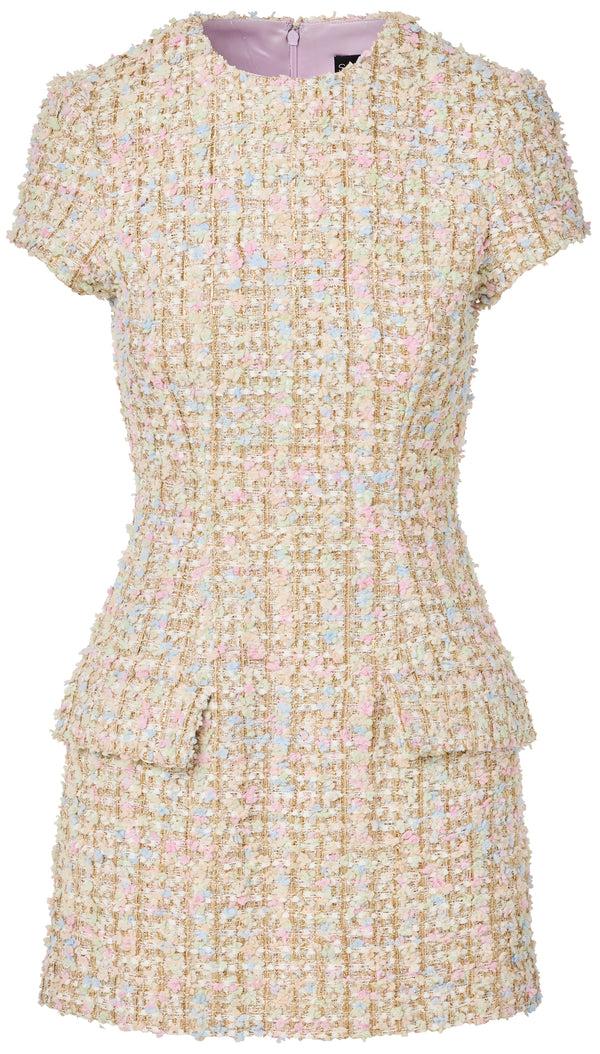 sergio hudson Tweed Mini Dress w/ Flap Pockets