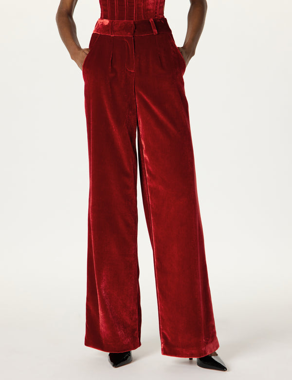 Sergio Hudson Velvet Wide Leg Trouser