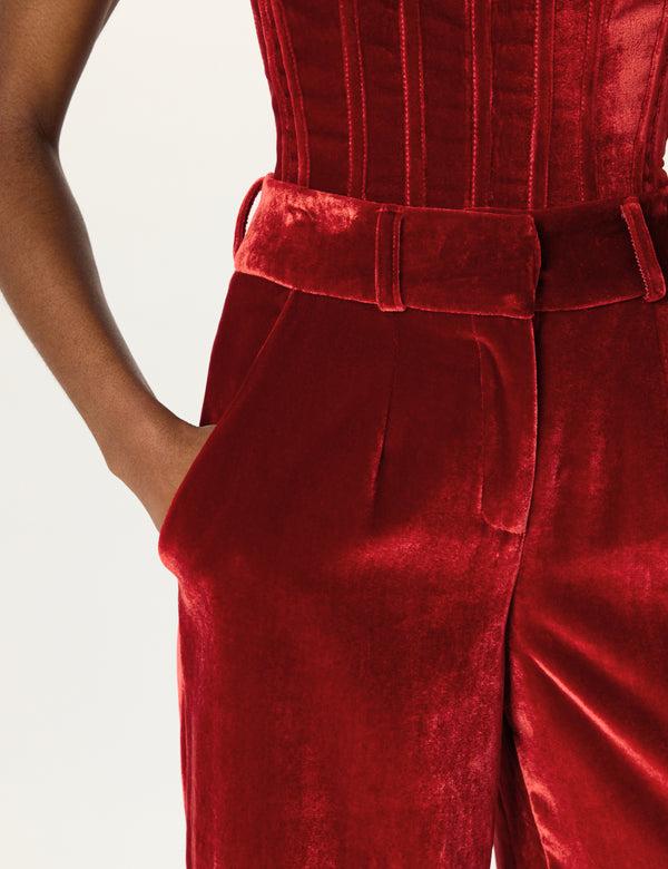 Sergio Hudson Velvet Wide Leg Trouser