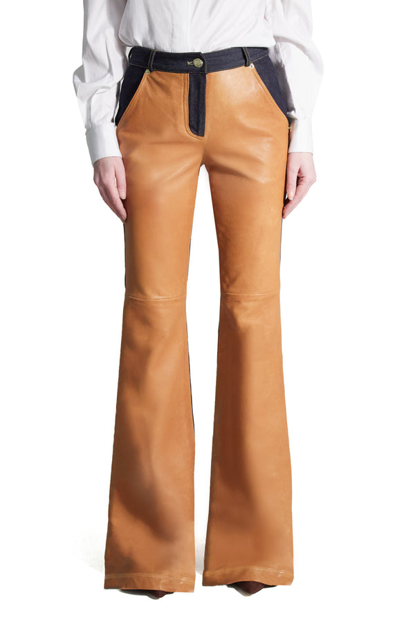 sergio hudson Washed Leather Front Jean