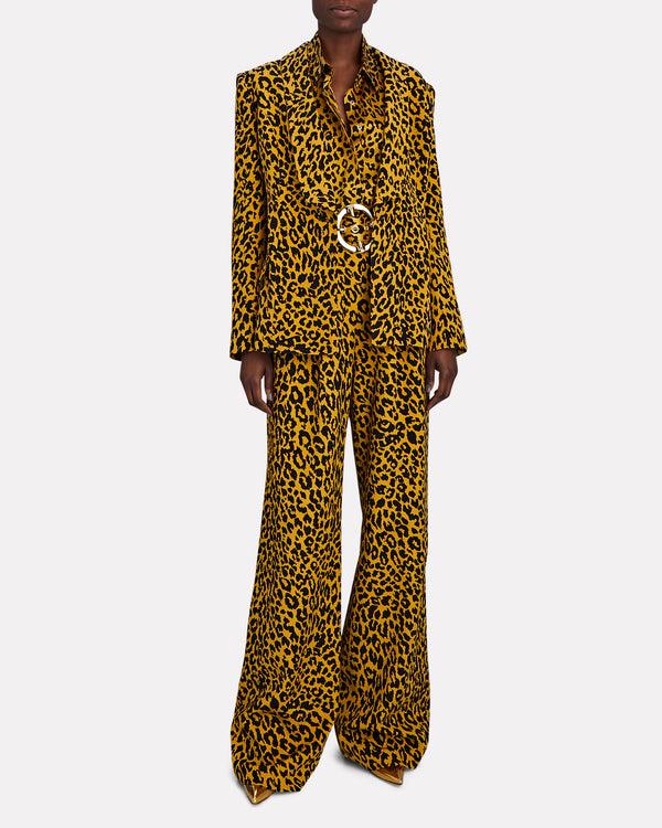 Sergio Hudson Wide Leg Pleated Cheetah Trouser