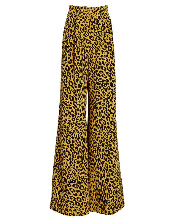 sergio hudson Wide Leg Pleated Cheetah Trouser