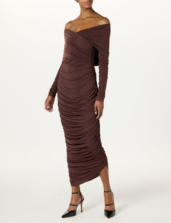 Sergio Hudson Wrap Off The Shoulder Dress