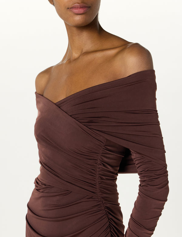 Sergio Hudson Wrap Off The Shoulder Dress