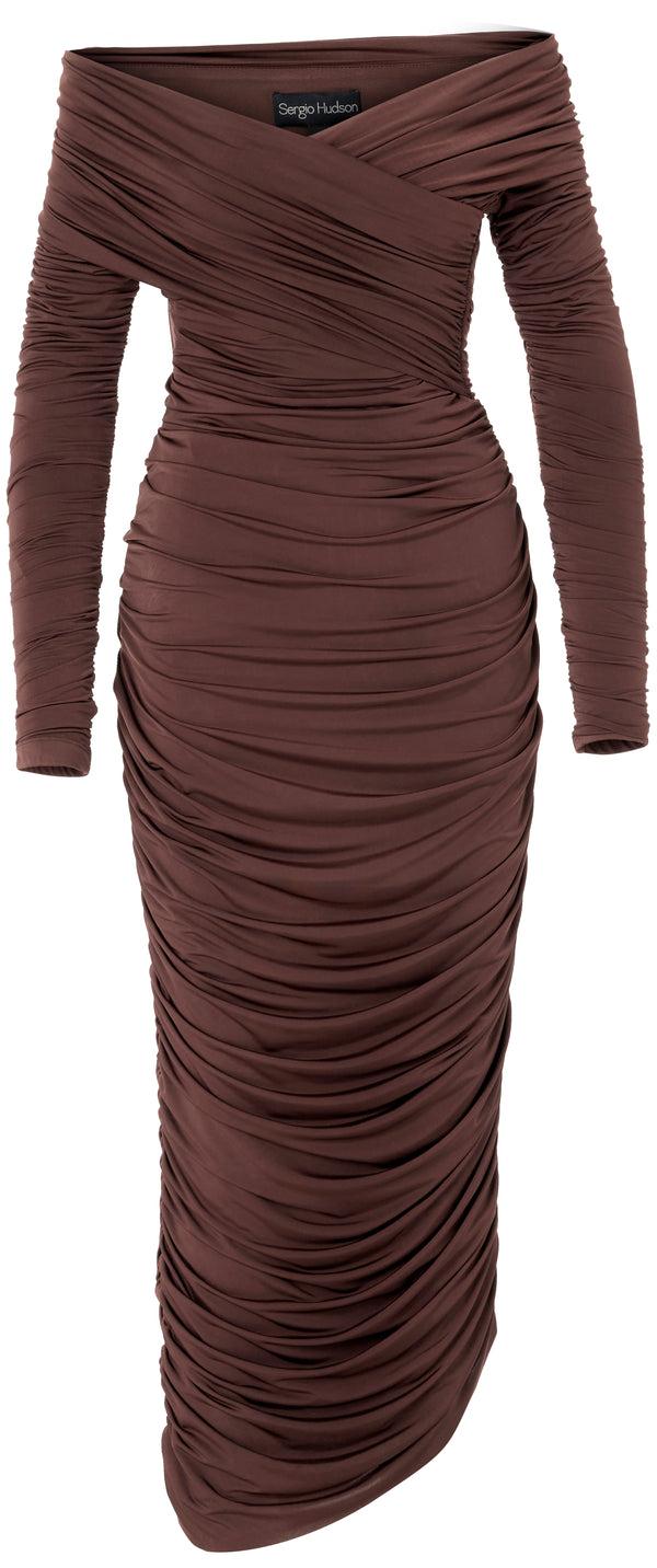 sergio hudson Wrap Off the Shoulder Dress
