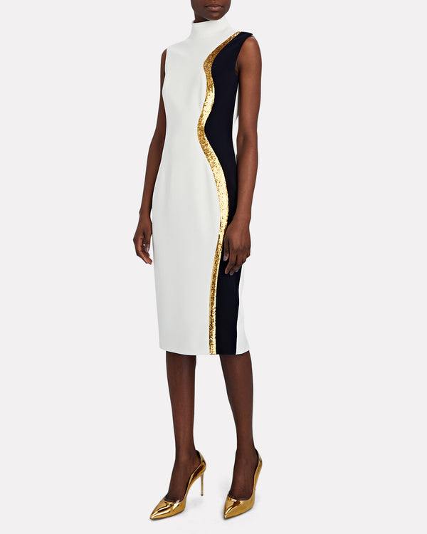Sergio Hudson Sleeveless Contrast Midi Dress With Sequin Detail