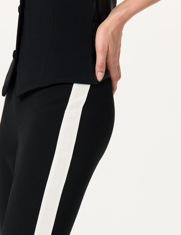 Sergio Hudson Tuxedo Bootleg Pant With White Stripe