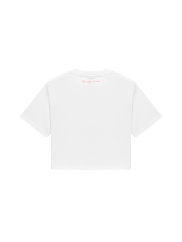 Sergio Tacchini Color Block Crop T-Shirt- Off White/ Red