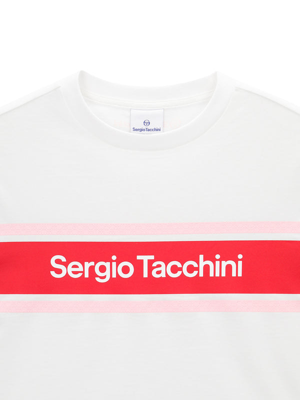 Sergio Tacchini Color Block Crop T-Shirt- Off White/ Red
