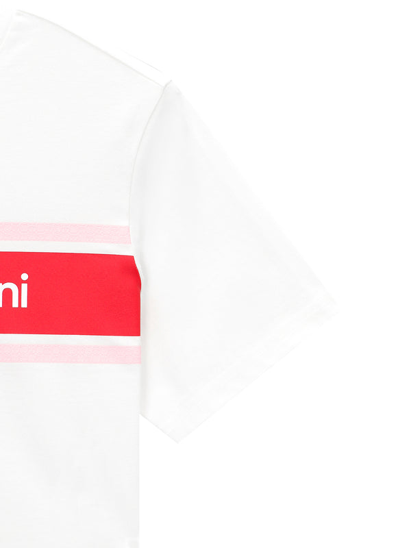 Sergio Tacchini Color Block Crop T-Shirt- Off White/ Red