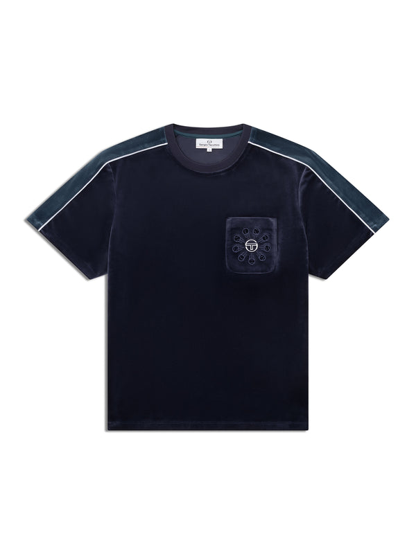 sergio tacchini Cresta Velour Pocket T-Shirt-Maritime Blue