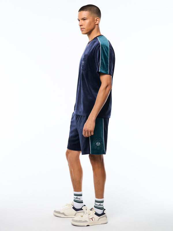 Sergio Tacchini Cresta Velour Pocket T-Shirt-Maritime Blue