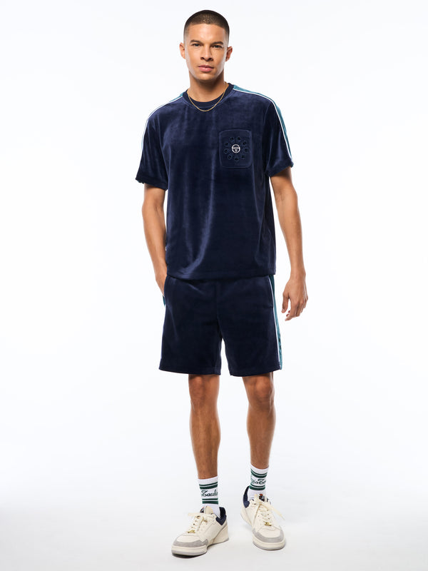 Sergio Tacchini Cresta Velour Pocket T-Shirt-Maritime Blue