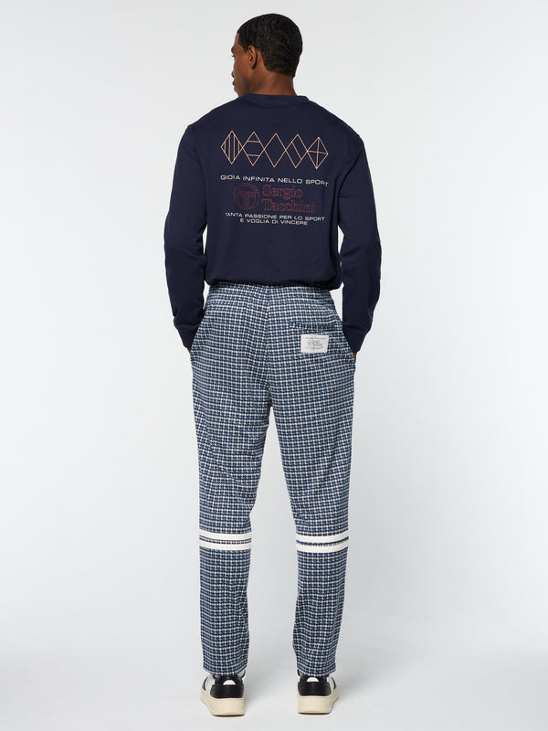 Sergio Tacchini Dallas Houndstooth Track Pant- Maritime Blue