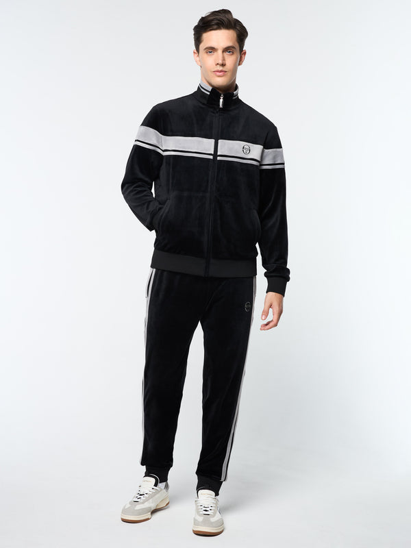 Sergio Tacchini Damarindo Velour Track Jacket- Black Beauty