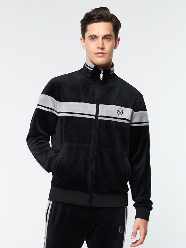 Sergio Tacchini Damarindo Velour Track Jacket- Black Beauty