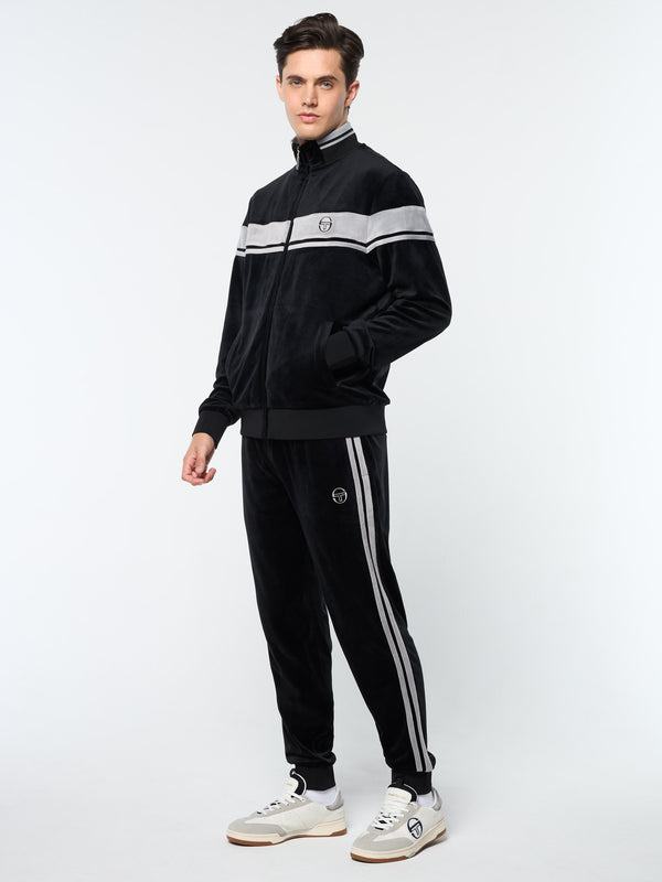 Sergio Tacchini Damarindo Velour Track Jacket- Black Beauty
