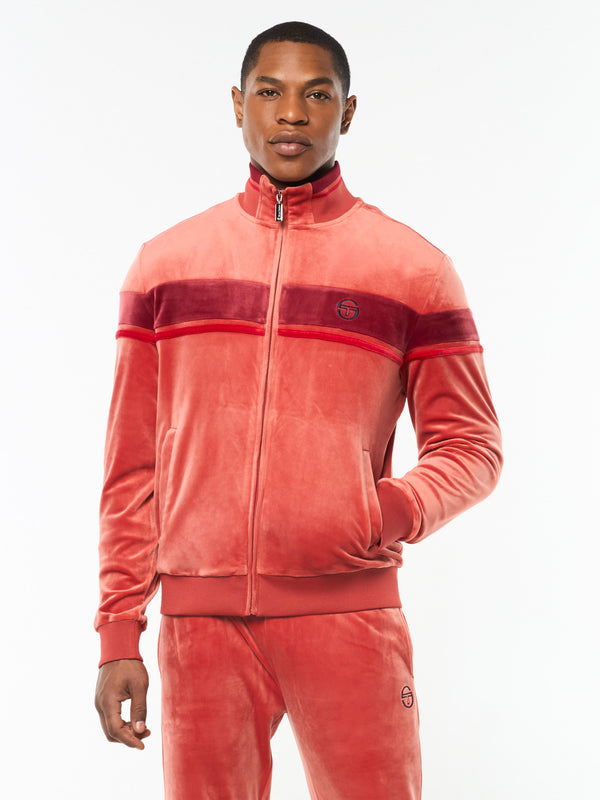 Sergio Tacchini Damarindo Velour Track Jacket- Hot Sauce