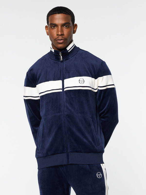 Sergio Tacchini Damarindo Velour Track Jacket- Maritime Blue