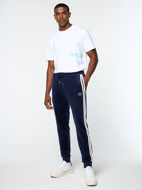 Sergio Tacchini Damarindo Velour Track Pant- Maritime Blue