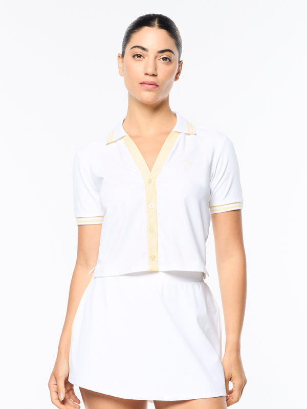 Sergio Tacchini Idalia Cropped Polo- Brilliant White