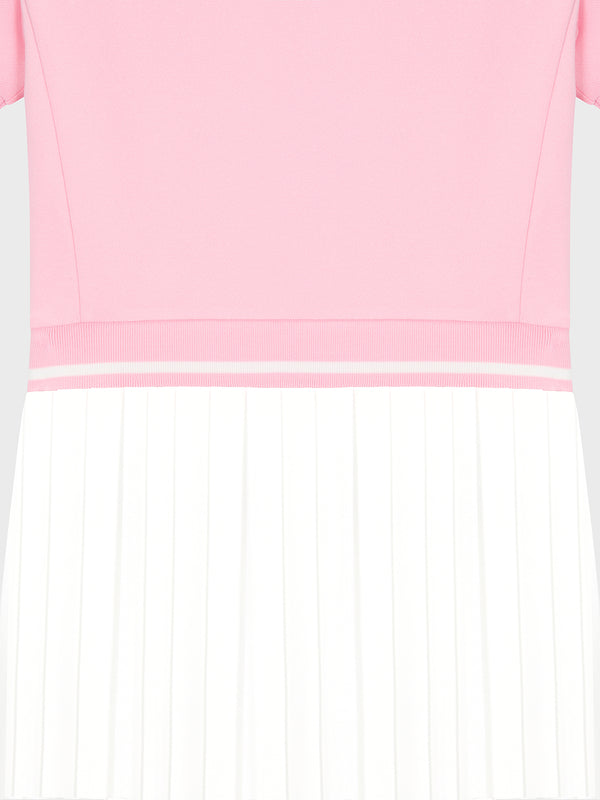 Sergio Tacchini Jersey Mix Pleats Collared Dress- Light Pink