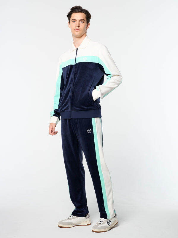 Sergio Tacchini Lazaro Velour Track Jacket- Maritime Blue