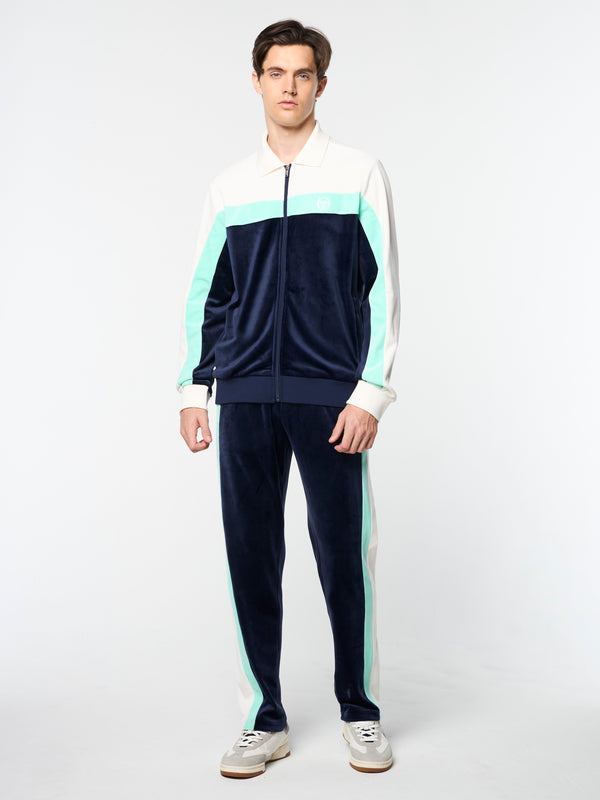 Sergio Tacchini Lazaro Velour Track Jacket- Maritime Blue