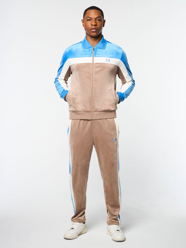 Sergio Tacchini Lazaro Velour Track Jacket- Taupe Grey