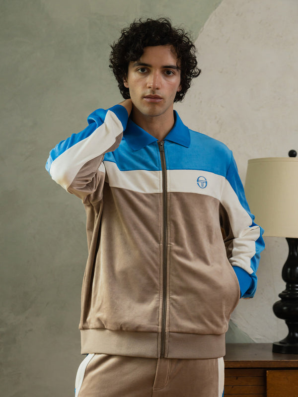 Sergio Tacchini Lazaro Velour Track Jacket- Taupe Grey