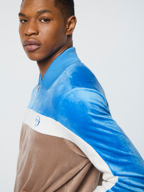 Sergio Tacchini Lazaro Velour Track Jacket- Taupe Grey