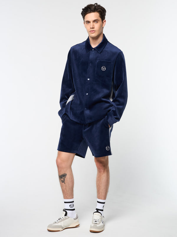 Sergio Tacchini Maglia Velour Overshirt- Maritime Blue