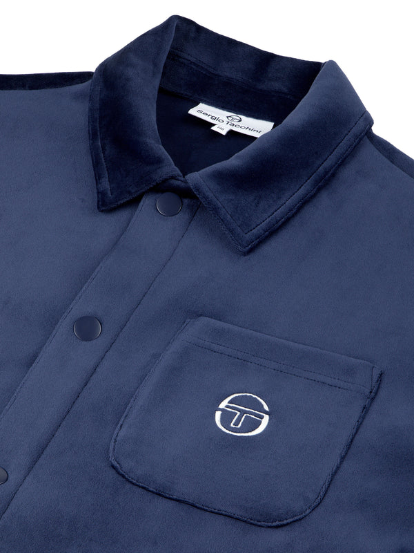 Sergio Tacchini Maglia Velour Overshirt- Maritime Blue