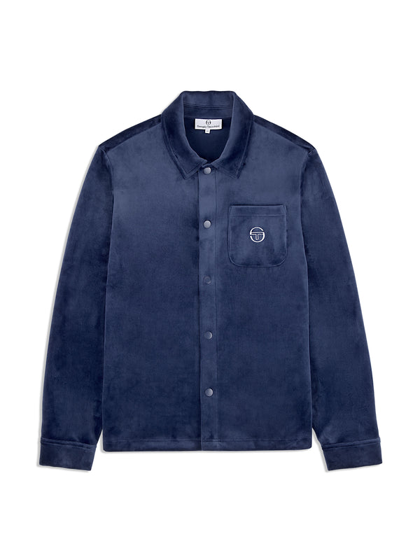 sergio tacchini Maglia Velour Overshirt- Maritime Blue
