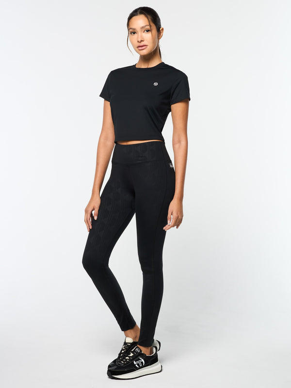 Sergio Tacchini Mirano Fitted Crop Top- Black Beauty
