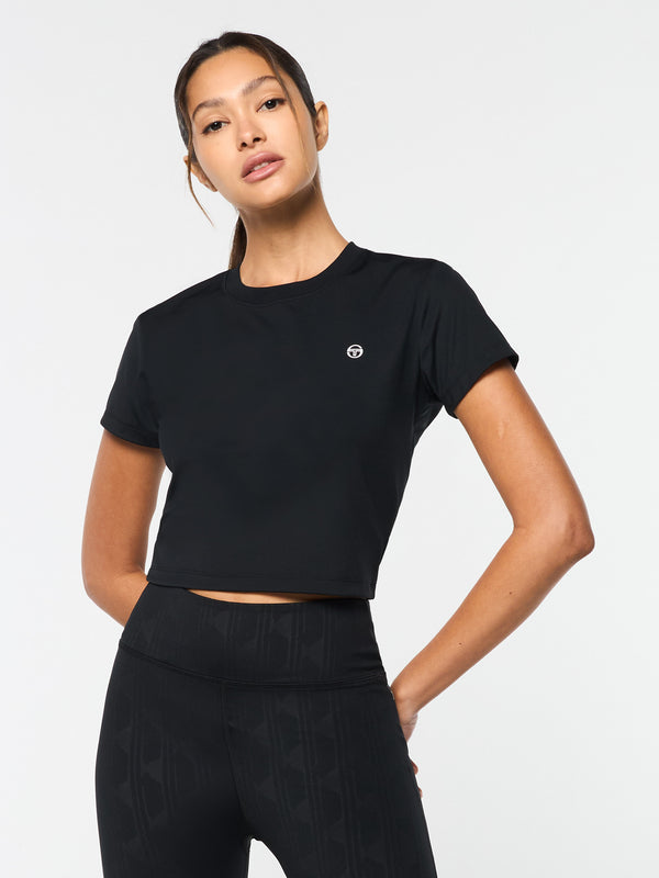 Sergio Tacchini Mirano Fitted Crop Top- Black Beauty