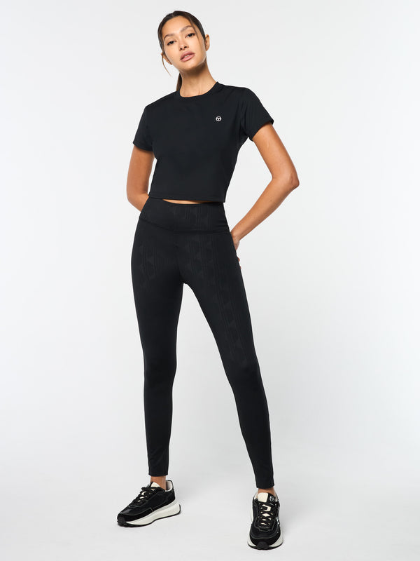 Sergio Tacchini Mirano Fitted Crop Top- Black Beauty
