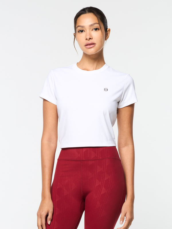 Sergio Tacchini Mirano Fitted Crop Top- Brilliant White