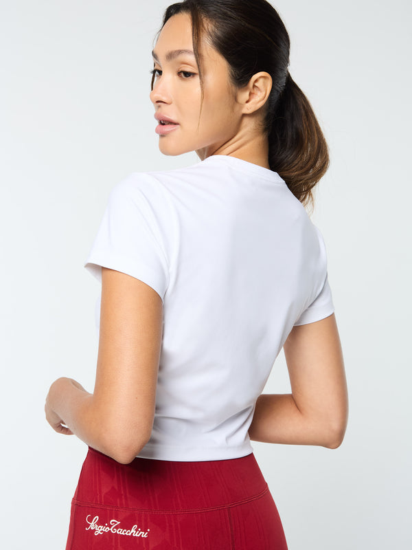 Sergio Tacchini Mirano Fitted Crop Top- Brilliant White