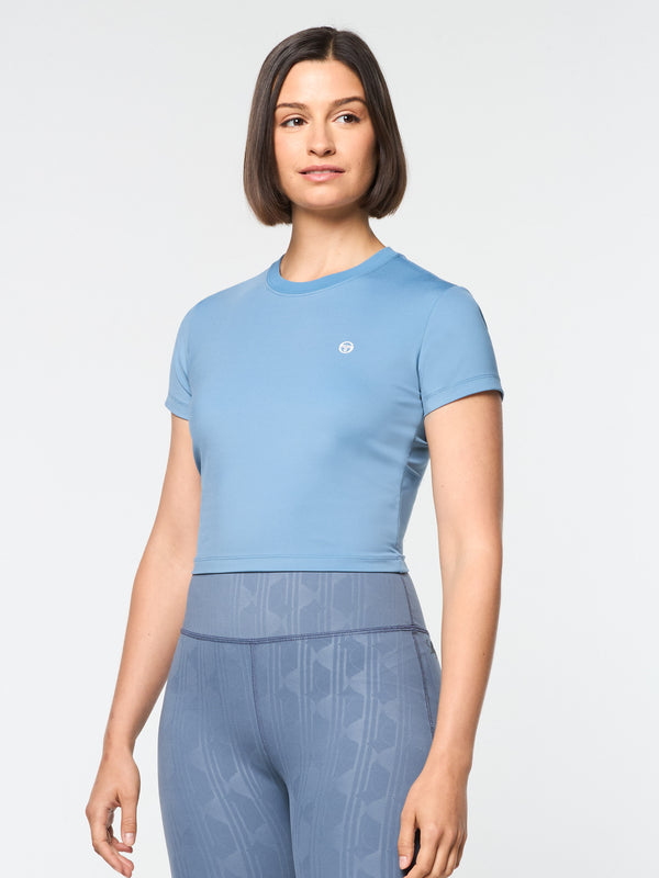 Sergio Tacchini Mirano Fitted Crop Top- Coronet Blue