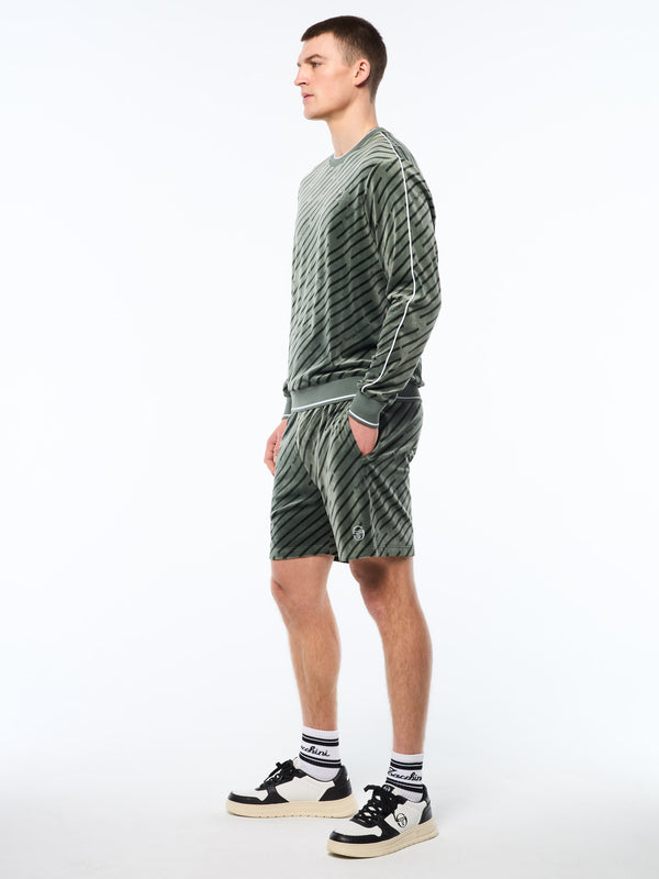 Sergio Tacchini Obliquo Velour Crewneck-Agave Green